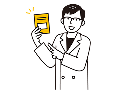 薬の説明をする男性